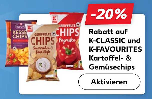 Rabatt auf K-CLASSIC und K-FAVOURITES Kartoffel- & Gemüsechips