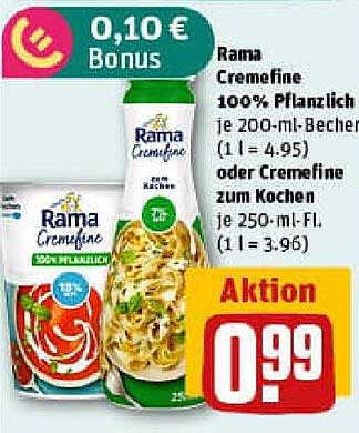 Rama Cremefine 100% Pflanzlich je 200-ml-Becher oder Cremefine zum Kochen je 250-ml-FL