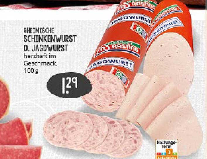 Rheinische Schinkenwurst o. Jagdwurst - herzhaft im Geschmack, 100 g