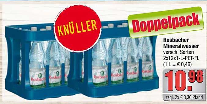 Rosbacher Mineralwasser Doppelpack 2x12x1-L-PET-Fl.