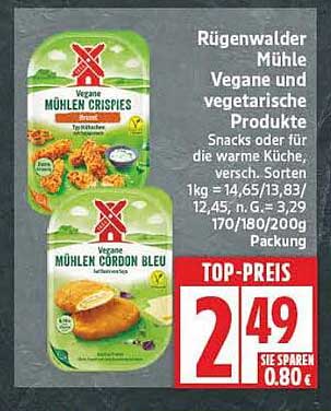 Rügenwalder Mühle Vegane Mühlen Crispries und Cordon Bleu