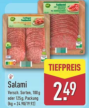 Salami Verschiedene Sorten, 100 g oder 125 g