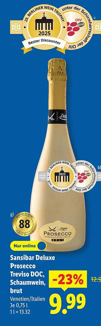 Sansibar Deluxe Prosecco Treviso DOC, Schaumwein, brut