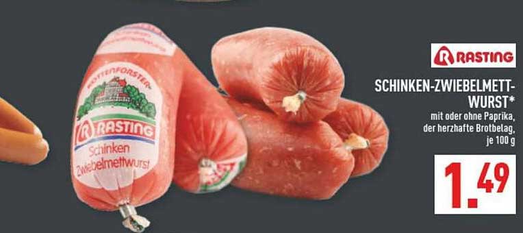 Schinken-Zwiebelmettwurst* - je 100 g
