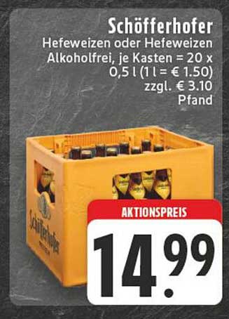 Schöfferhofer Hefeweizen - 20 x 0,5 l Kasten zum Aktionspreis