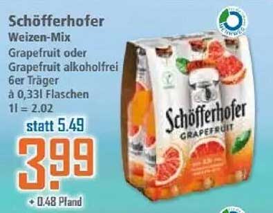 Schöfferhofer Weizen-Mix Grapefruit oder Grapefruit alkoholfrei 6er Träger