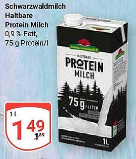 Schwarzwaldmilch Haltbare Protein Milch 1L - 0,9 % Fett, 75 g Protein/l