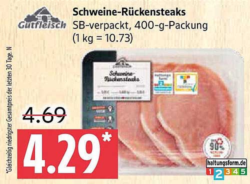 Schweine-Rückensteaks - SB-verpackt, 400-g-Packung