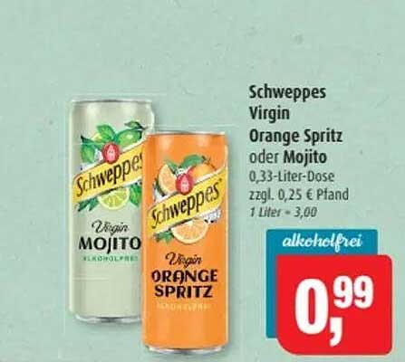 Schweppes Virgin Orange Spritz oder Mojito 0,33-Liter-Dose