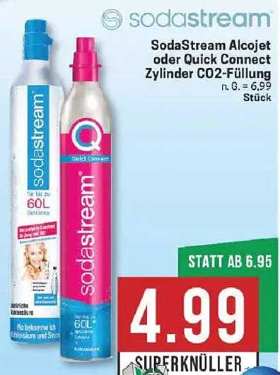 SodaStream Alcobet oder Quick Connect Zylinder CO2-Füllung