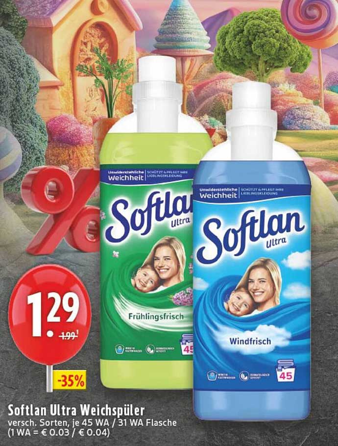 Softlan Ultra Weichspüler - verschiedene Sorten, je 45 WA / 31 WA Flasche