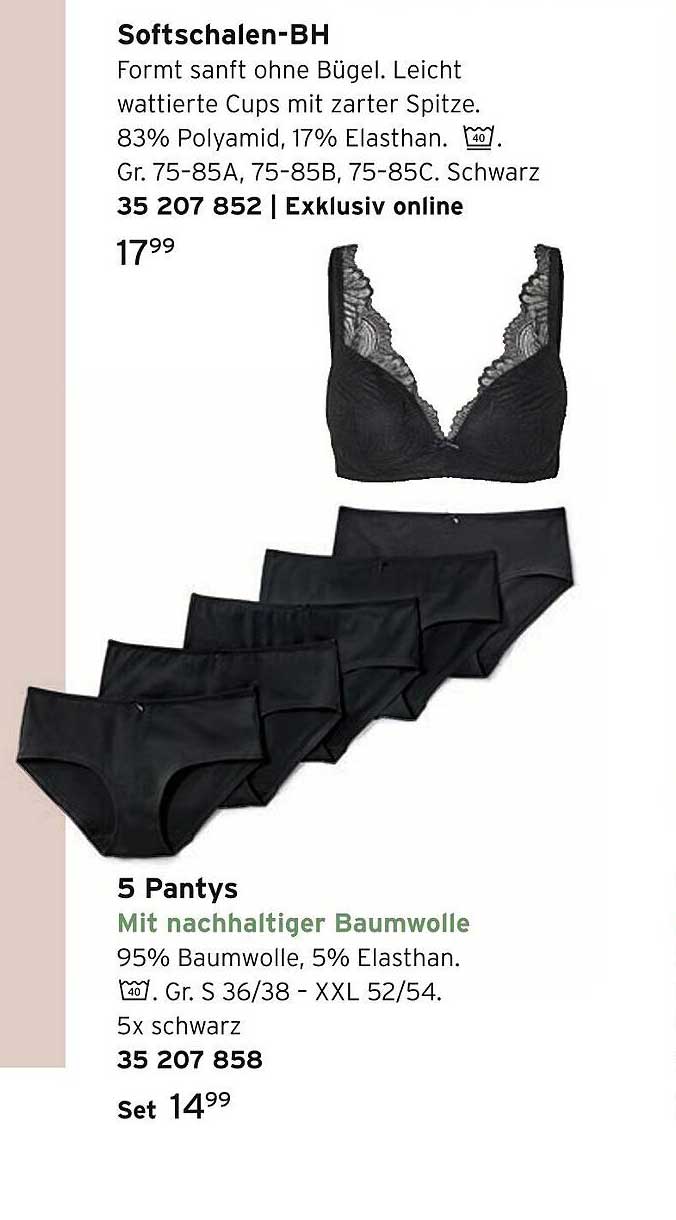Softschalen-BH & 5 Pantys Set