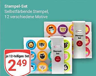 Stempel-Set - Selbstfärbende Stempel, 12 verschiedene Motive