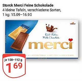Storck Merci Feine Schokolade 4 kleine Tafeln, verschiedene Sorten