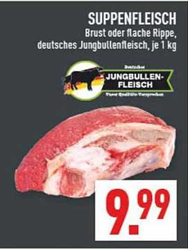 SUPPENFLEISCH, Brust oder flache Rippe, deutsches Jungbullenfleisch, je 1 kg