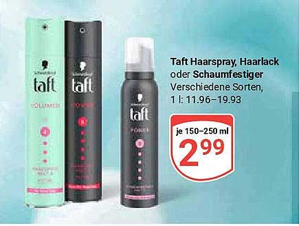 Taft Haarspray, Haarlack oder Schaumfestiger - Verschiedene Sorten