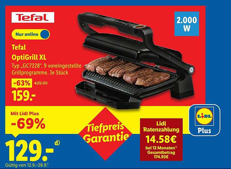 Tefal OptiGrill XL - Typ GC7228 - 9 voreingestellte Grillprogramme