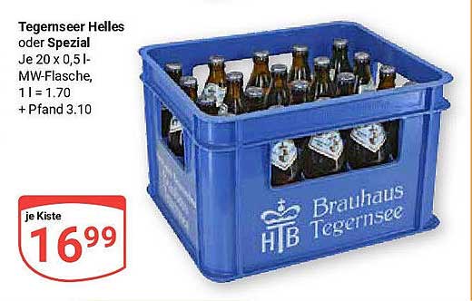 Tegernseer Helles oder Spezial – Kiste mit 20 Flaschen