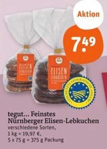 tegut... Feinstes Nürnberger Elisen-Lebkuchen 375 g
