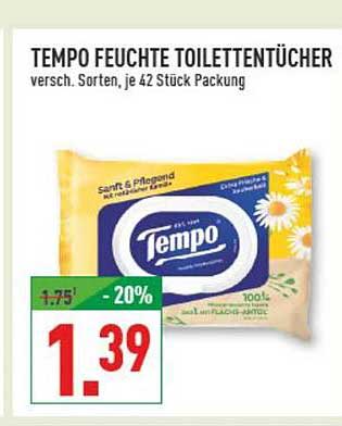 TEMPO Feuchte Toilettentücher, verschieden Sorten, je 42 Stück Packung