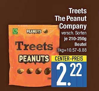 Treets Erdnüsse von The Peanut Company - 210-250g Beutel