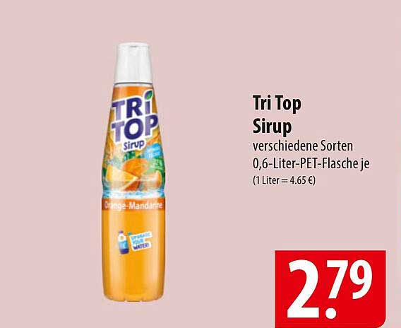 Tri Top Sirup verschiedene Sorten 0,6-Liter-PET-Flasche je