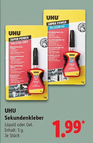UHU Sekundenkleber Liquid oder Gel 3 g