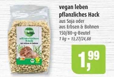 vegan leben pflanzliches Hack aus Soja oder aus Erbsen & Bohnen 150/80-g-Beutel