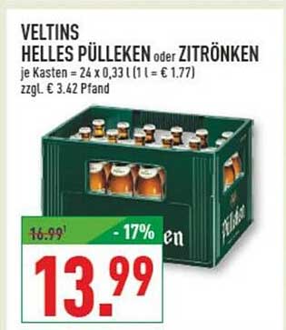VELTINS HELLES PÜLLEKEN oder ZITRÖNKEN - Kastenpreis!