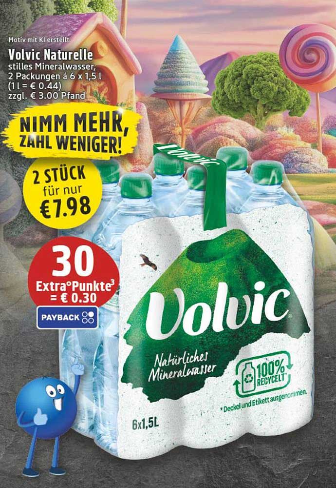 Volvic Naturelle stilles Mineralwasser 2 Stück für nur €7,98
