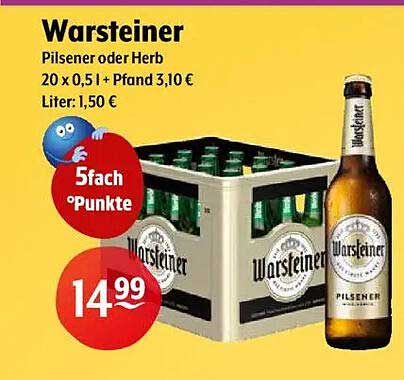 Warsteiner Pilsener oder Herb 20 x 0,5 l