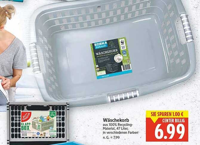 Wäschekorb aus 100% Recycling-Material, 47 Liter, in verschiedenen Farben