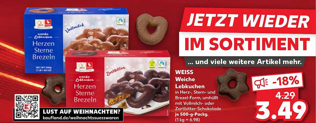 Weiche Lebkuchen Herzen Sterne Brezeln - 500 g