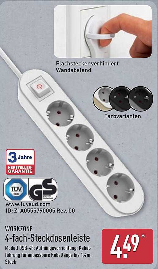 WORKZONE 4-fach-Steckdosenleiste