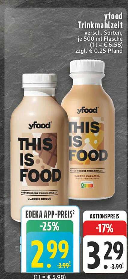 yfood Trinkmahlzeit verschiedene Sorten, je 500 ml Flasche