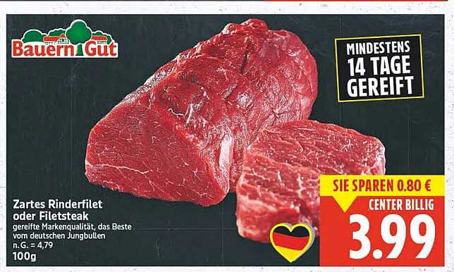 Zartes Rinderfilet oder Filetsteak - Bauern Gut