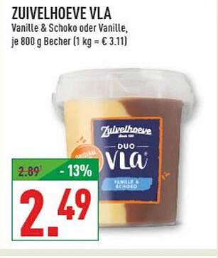 Zuivelhoeve VLA Vanille & Schoko oder Vanille, 800 g Becher