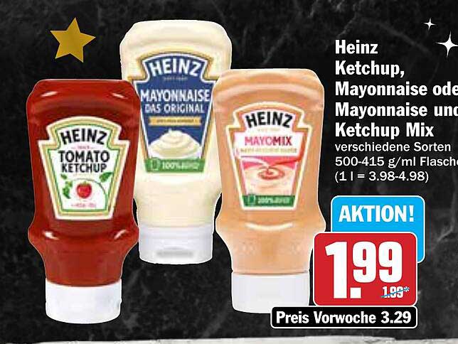 Heinz Ketchup, Mayonnaise oder Mayonnaise und Ketchup Mix