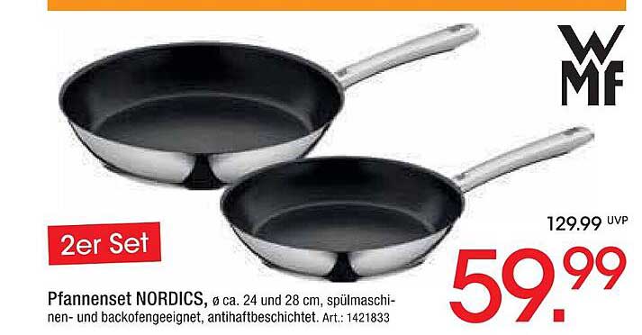 Pfannenset NORDICS, Ø ca. 24 und 28 cm, spülmaschinen- und backofengeeignet, antihaftbeschichtet.