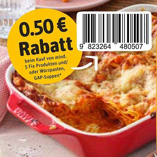0,50 € Rabatt beim Kauf von mindestens 5 Fix Produkten und/oder Würzpasten, GAP-Suppen
