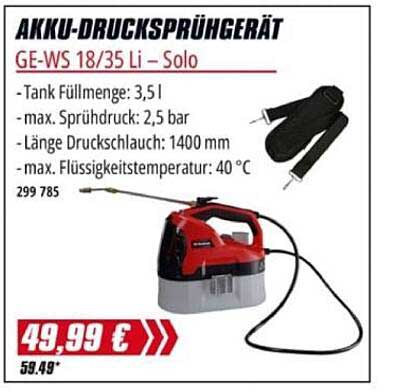 Akku-Drucksprühgerät GE-WS 18/35 Li – Solo