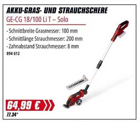 AKKU-GRAS- UND STRAUCHSCHERE GE-CG 18/100 Li T – Solo