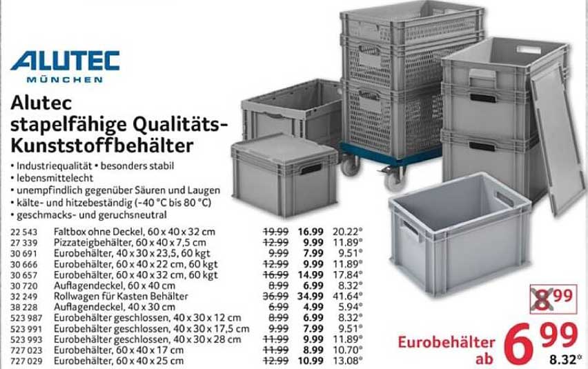 Alutec stapelfähige Qualitäts-Kunststoffbehälter