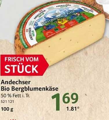 Andechser Bio Bergblumenkäse 50 % Fett i. Tr.