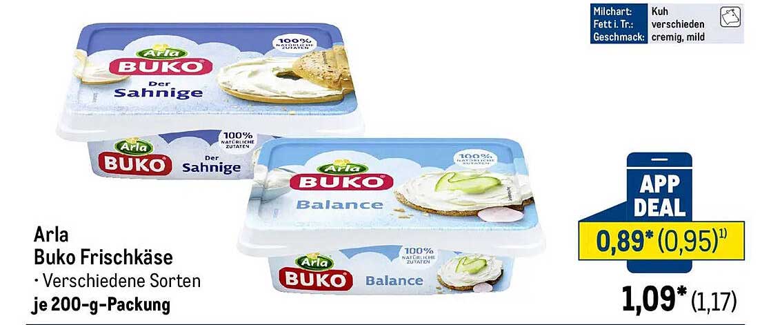 Arla Buko Frischkäse - Verschiedene Sorten je 200-g-Packung