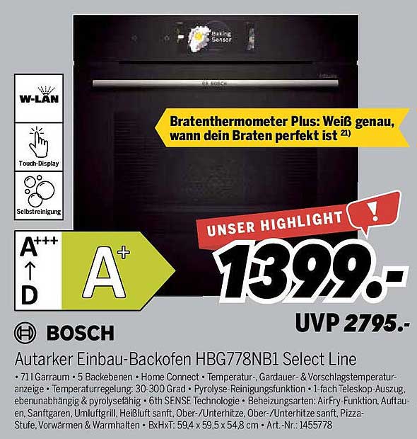 AUTARKER EINBAU-BACKOFEN HBG778NB1 SELECT LINE