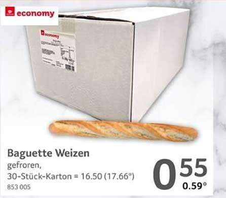 Baguette Weizen gefroren, 30 Stück im Karton