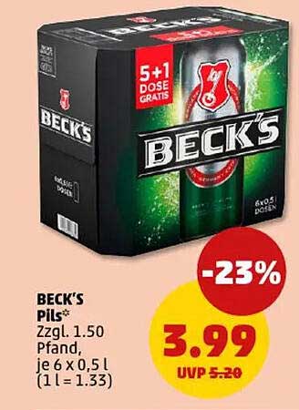 BECK'S Pils 6 x 0,5 L - Zum Aktionspreis!