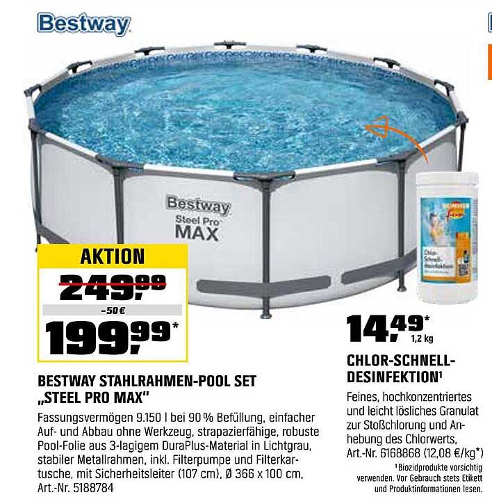 BESTWAY STAHLRAHMEN-POOL SET „STEEL PRO MAX“