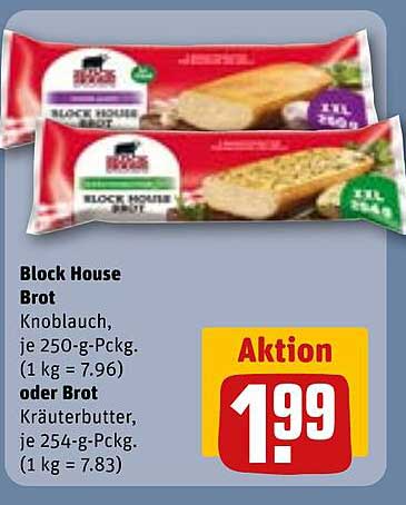 Block House Brot Knoblauch / Kräuterbutter (je 250 g / 254 g)